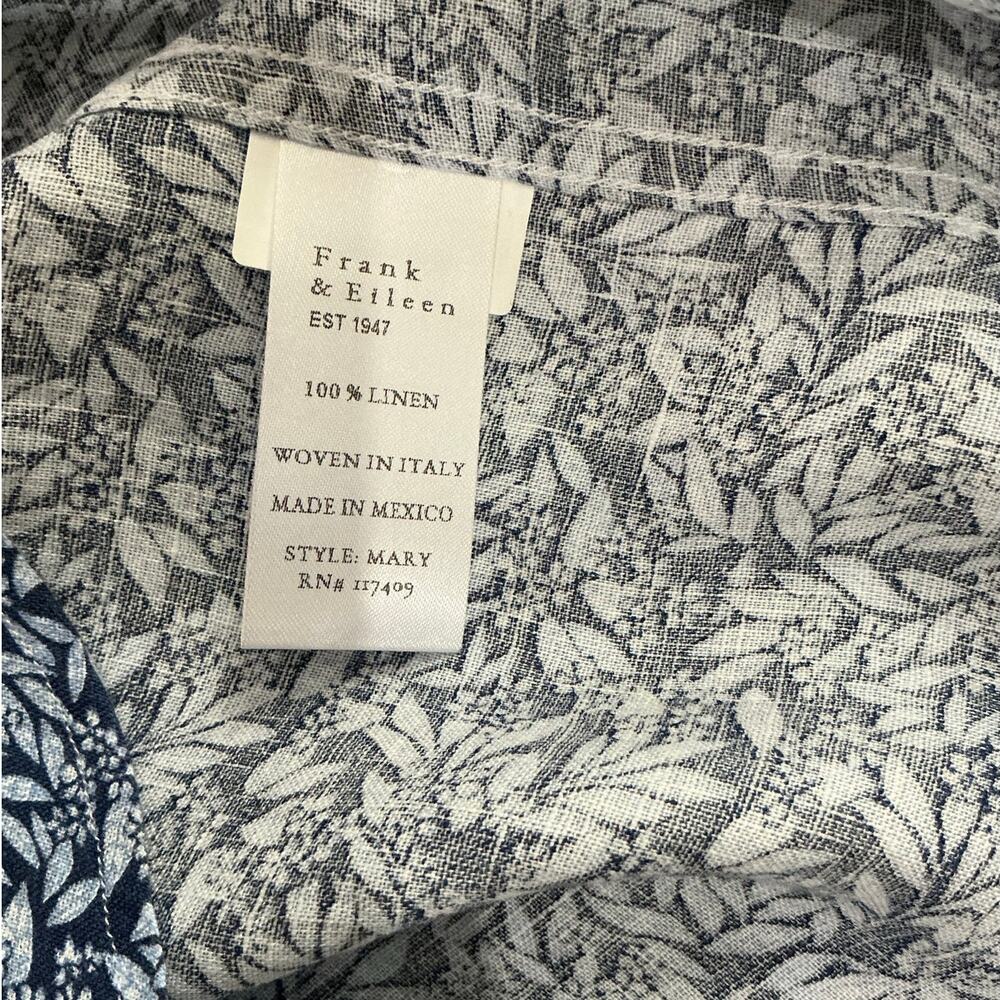 Frank & Eileen Mary Classic Shirtdress Italian Linen Blue Floral Size‎ XS - Picture 10 of 12